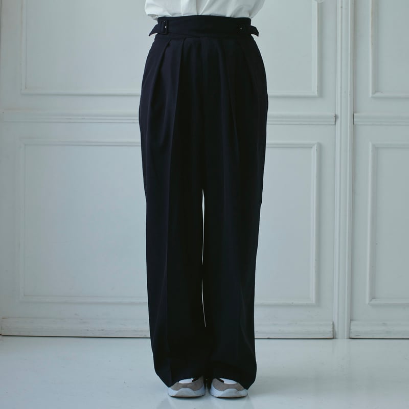 Wide tuck pants M size(indigo) | RIKO 