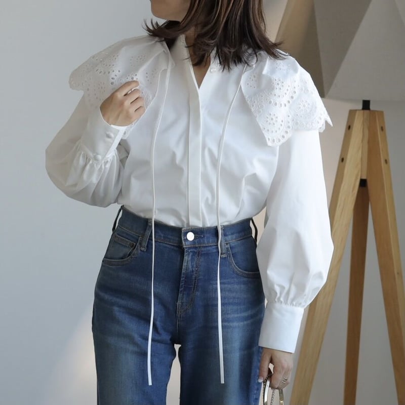 Detachable lace collar blouse | RIKO 