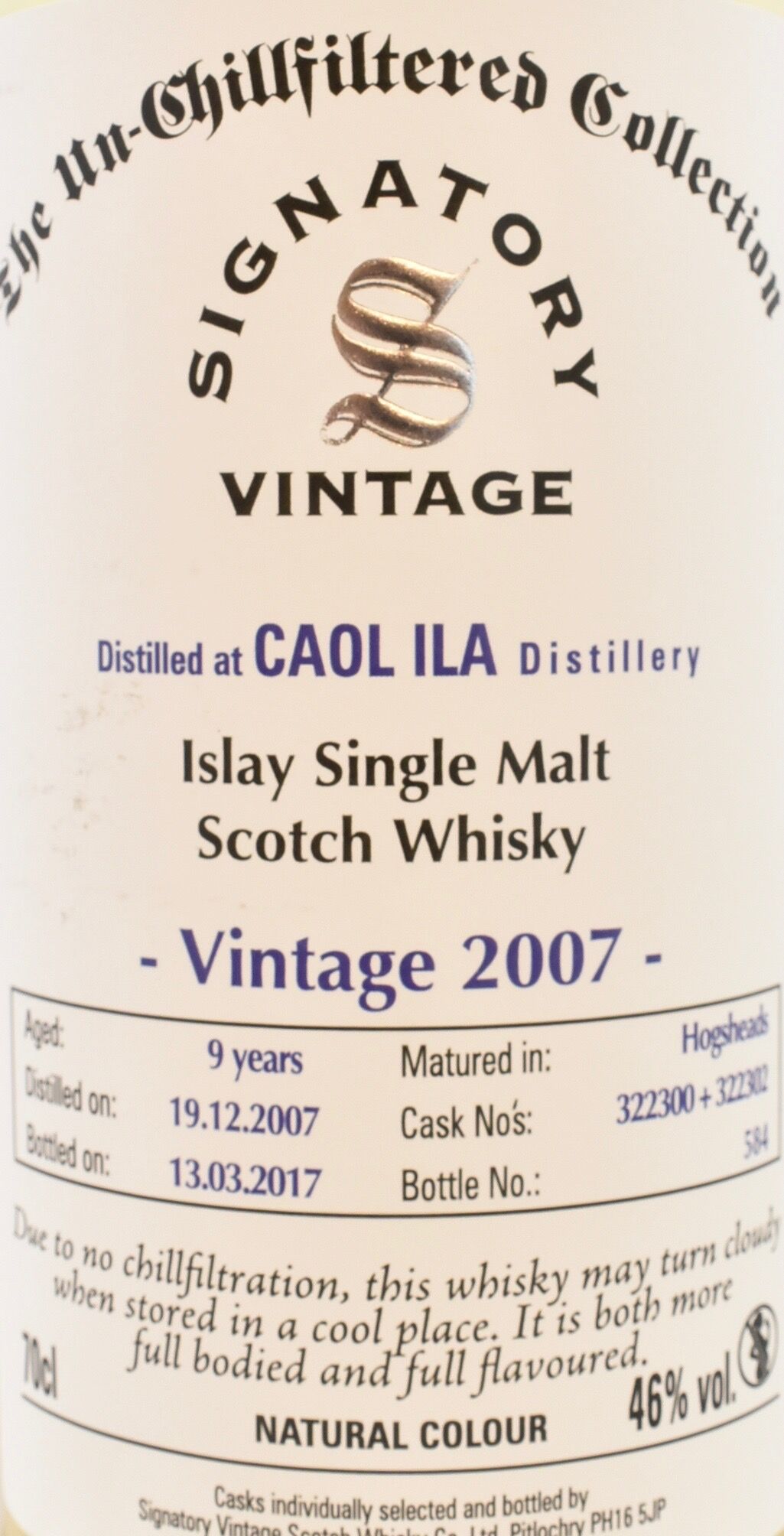 シグナトリーヴィンテージ カリラ 9年 2007 46度 700ml アイラ シグナトリーヴィンテージ カリラ 9年 2007 46度 700ml アイラ