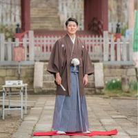 【色紋付・袴フルセット：単品レンタル】茶色or深緑の紋付袴（送料別）