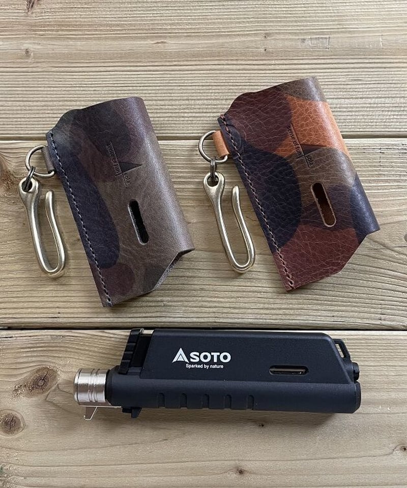マットブラック★CB缶本革カバー&amp;スライドガストーチ本革カバー真鍮フックtype SOTO スライドガストーチ 栃木レザー ケース レザーカバー 真鍮