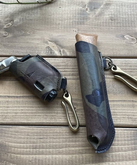 OPINEL ･オピネルナイフ No.10用 迷彩イタリアンレザーケース 日本製 SPO-021