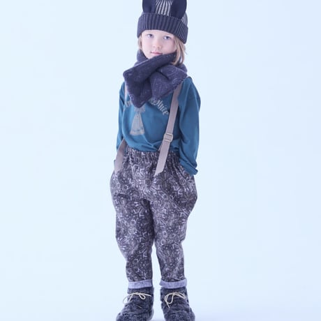 Sample / Snow Crystal Printed Suspenders Pants  size110