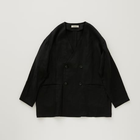 Womens Linen collerless DB Jacket