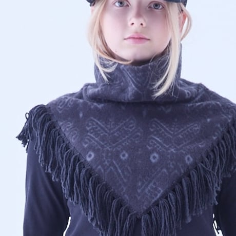 Snow Jacquard Fringe Cape