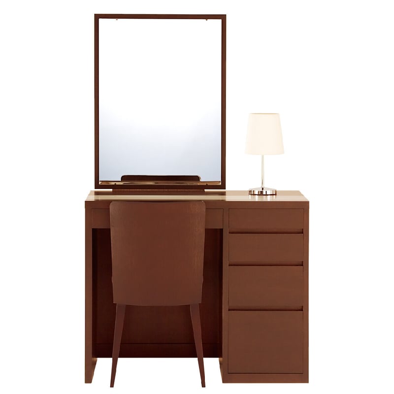 リッツ（ウォールナット）一面鏡ホテルドレッサー椅子・スタンド