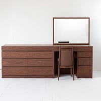 アダージョ + チェスト120（ウォールナット）一面鏡ワイドミラーホテルドレッサー椅子付き【セット割】