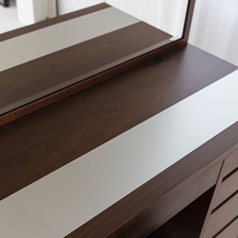 アダージョ + チェスト（ウォールナット）一面鏡ワイドミラーホテル