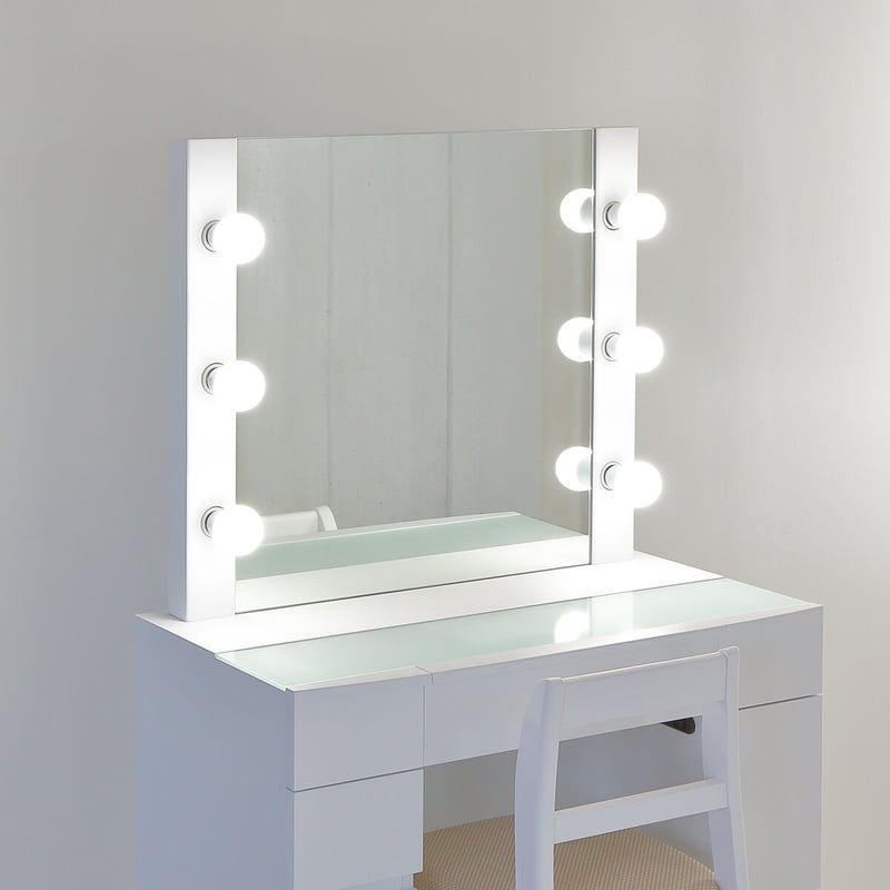 一面鏡ワイドミラー付き ドレッサー 120幅 ホワイト ドレッサー デスク