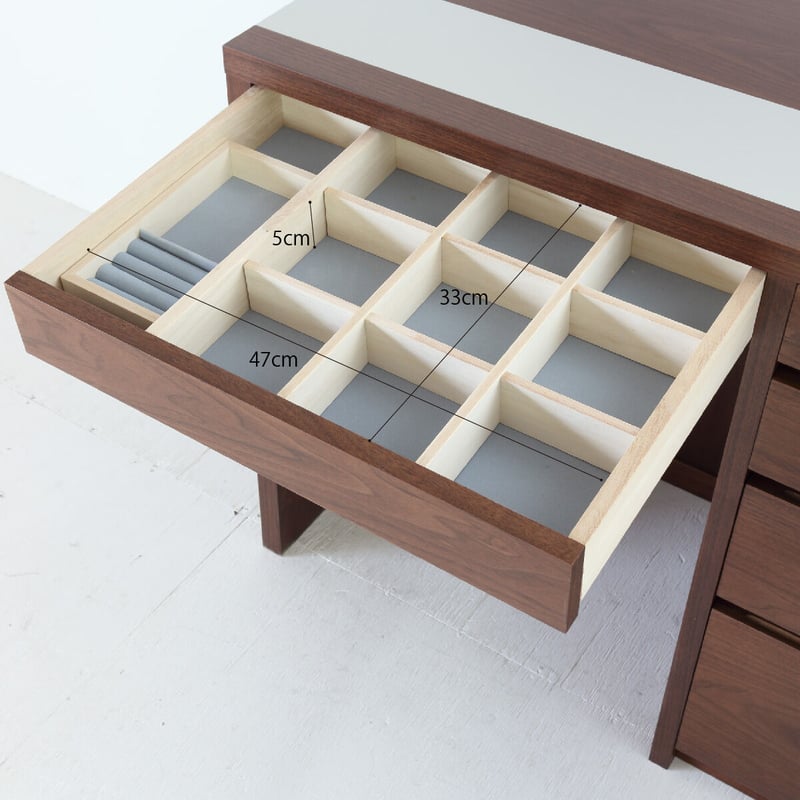 リッツ（ウォールナット）一面鏡ホテルドレッサー椅子・スタンドライト