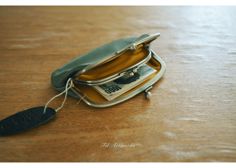 Lien ホースレザーの親子がま口小財布 - カーキグリーン | Fil Artworks