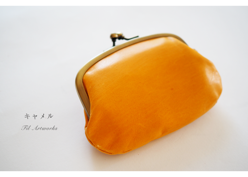 Lien ホースレザーの親子がま口小財布 - キャメル | Fil Artworks