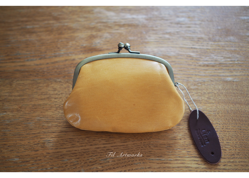 Lien ホースレザーの親子がま口小財布 - キャメル | Fil Artworks