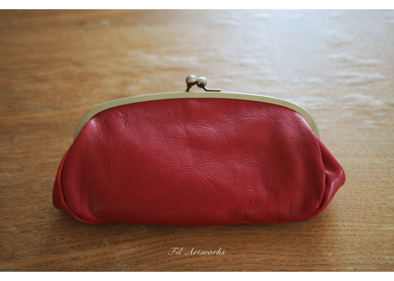 Lien コルドレザーの親子がま口長財布 - レッド | Fil Artworks