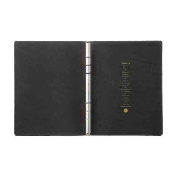 PLOTTER 5001 6穴 A5 ブラックレザー PLOTTER 5001 6穴リングレザーバインダー プエブロ A5サイズ シルバ