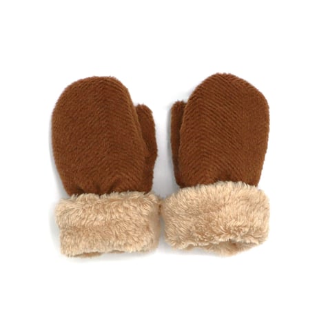 BABY/KIDS Organic Cotton Fur Brown Mittens オーガニックコットンファー手袋 ミトン ブラウン