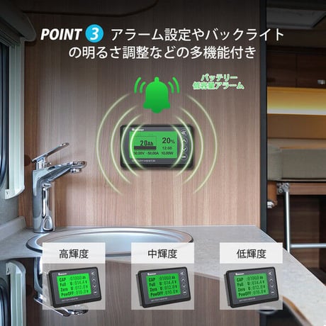 専用ホルダーセット《RENOGY》 バッテリーモニター RBM500 電圧計＆電流計【G3モデル】