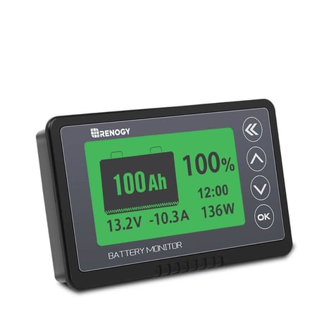 専用ホルダーセット《RENOGY》 バッテリーモニター RBM500 電圧計＆電流計【G3モデル】