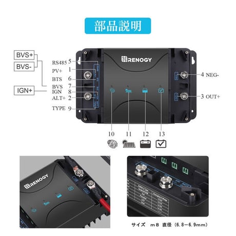 《RENOGY》DCCシリーズ 走行充電器12V 30A MPPTチャージコントローラー内蔵