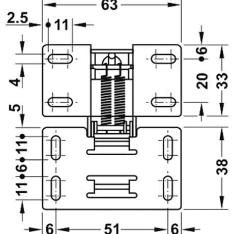 吊り戸棚用フラップヒンジ（タレ壁付けタイプ）