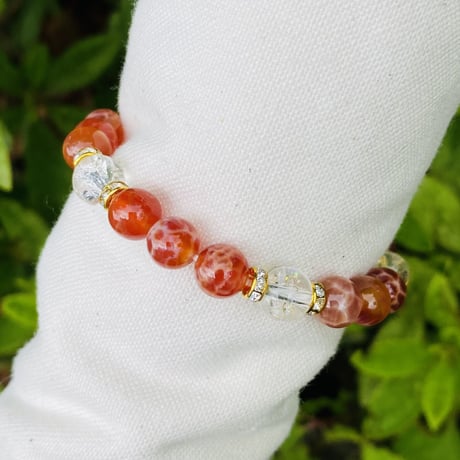 Chikarin】希少ファイヤーアゲートゴムブレスレット Chikarin】希少