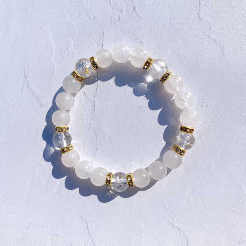 ローズクォーツとクラッククリスタルのブレスレット | 88Stone