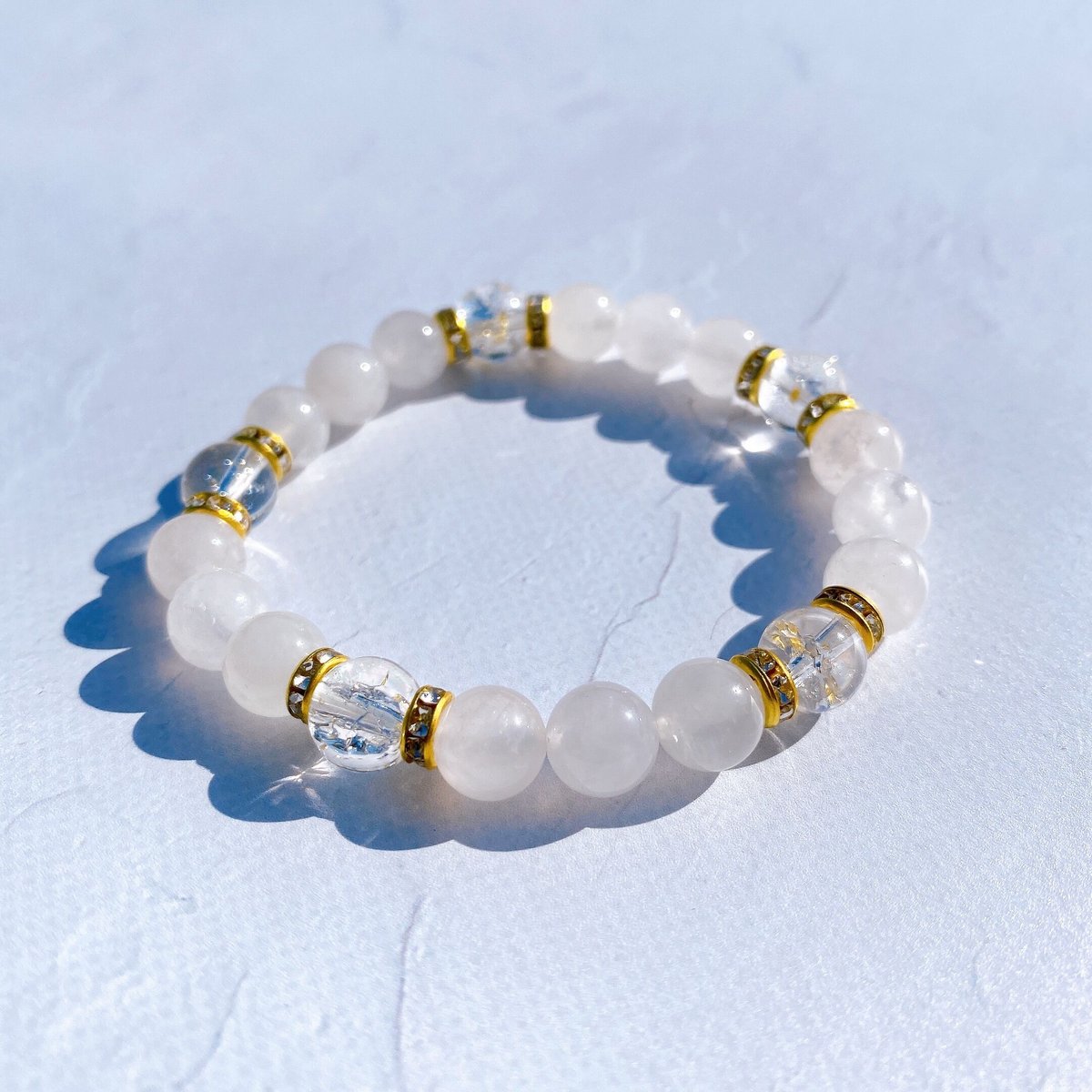 ローズクォーツとクラッククリスタルのブレスレット | 88Stone