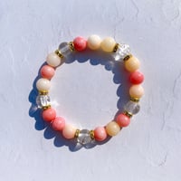ピンクジェイドとクラッククリスタルのブレスレット