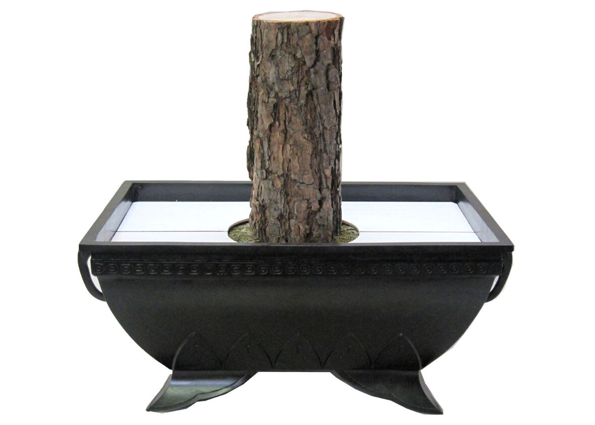 池坊 古典立花 砂鉢 46x32x15.5 銅製 工芸品 砂鉢 尺3 深菖蒲 銅製 木枠別途制作いたします。 | 花器華道具専門店