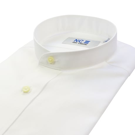 スタンドカラーシャツ ホワイト 長袖 綿100％  日本製 （2206002#11）