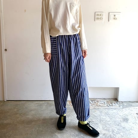 【筑後織】はこパン一重　ストライプ紺×グレー