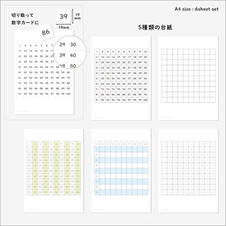 100までの数字盤　手作り用テンプレート