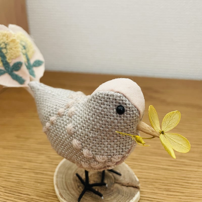 ☆1点もの☆⚮̈﻿ミナペルホネン生地使用⚮̈ハッピーバードのオブジェ