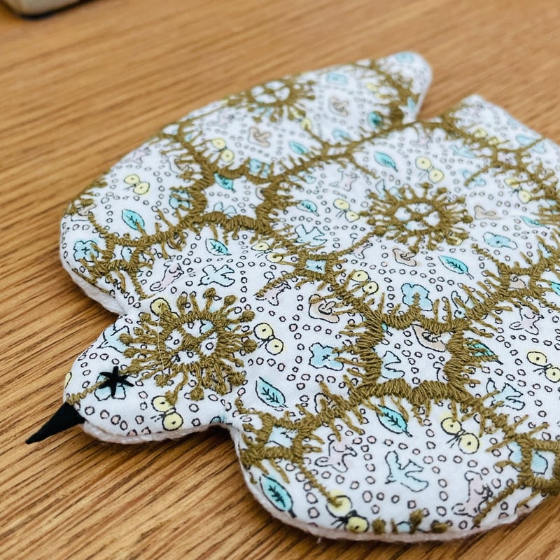 ミナペルホネン × 古布 藍染 刺し子 ⚮̈ ハギレ コースター palmier