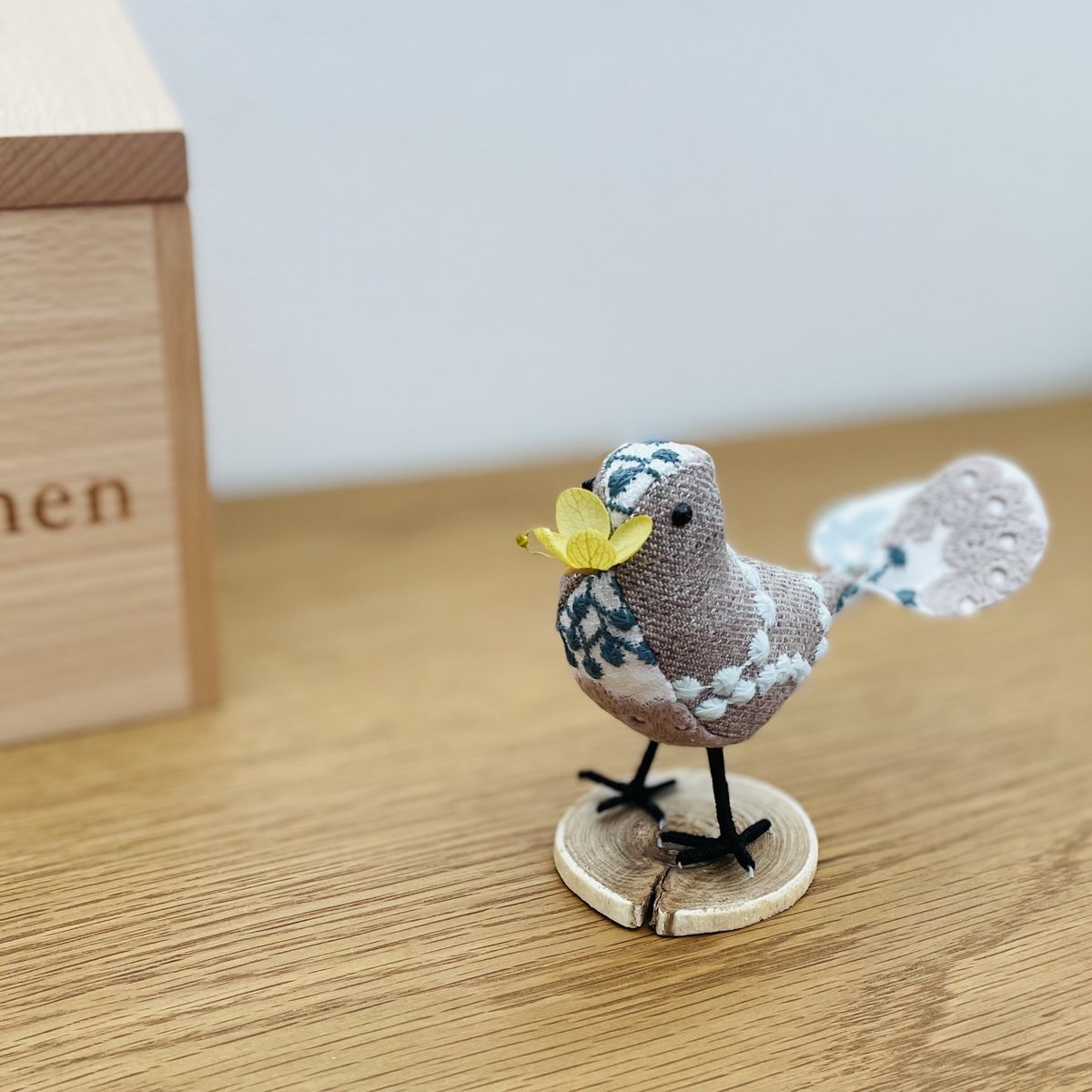 ☆1点もの☆⚮̈﻿ミナペルホネン生地使用⚮̈ハッピーバードのオブジェ