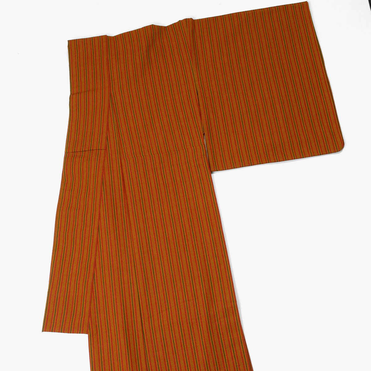 会津木綿 きもの 縞（レンガ／モスグリーン）レディース お仕立て込み