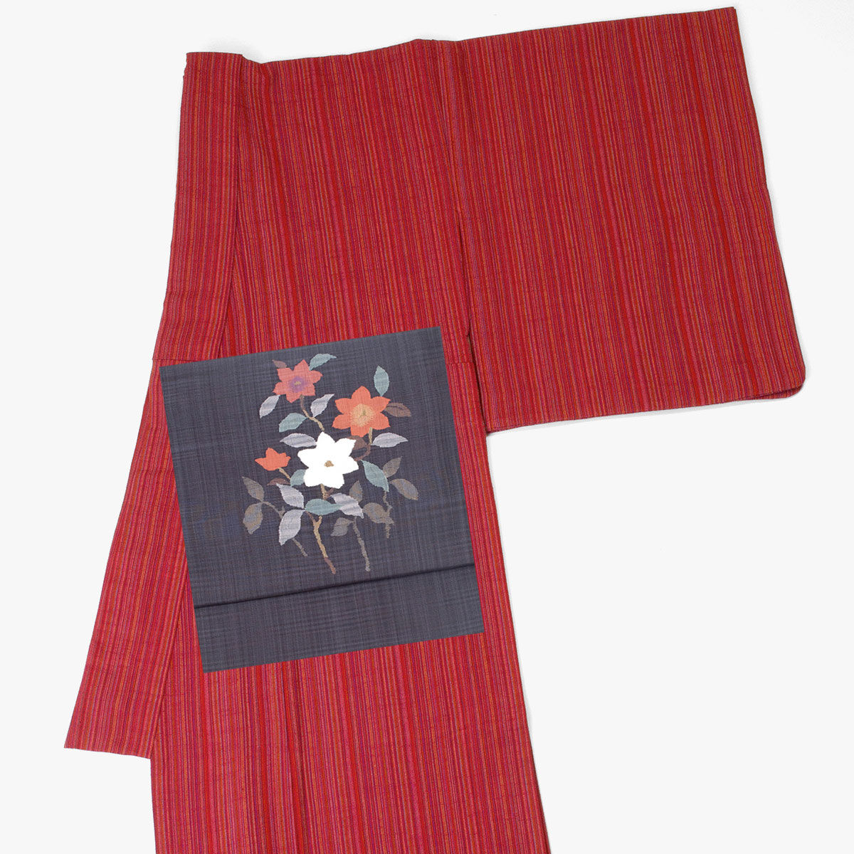 会津木綿 きもの やたら縞 赤 レディース お仕立て込み | Daizenya