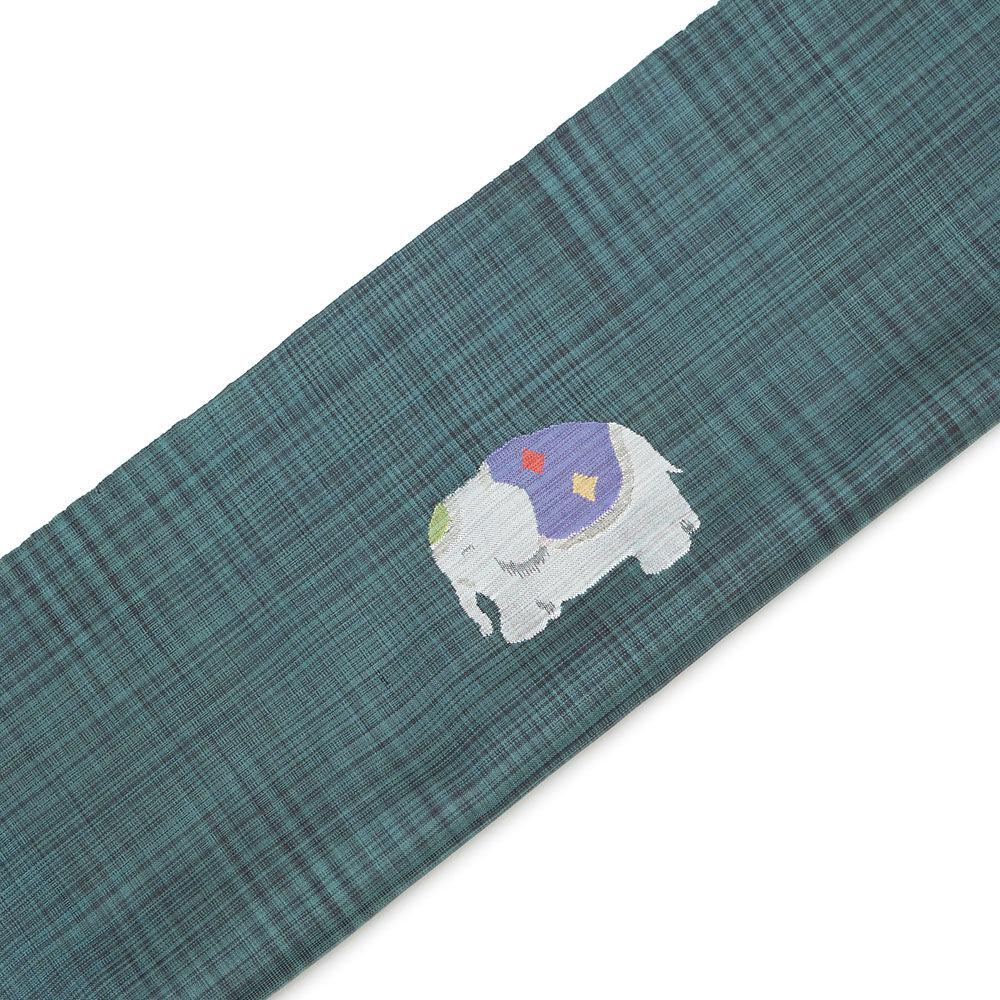 正絹九寸名古屋帯 すくい織 ゾウの玉乗り お仕立て込み | Daizenya