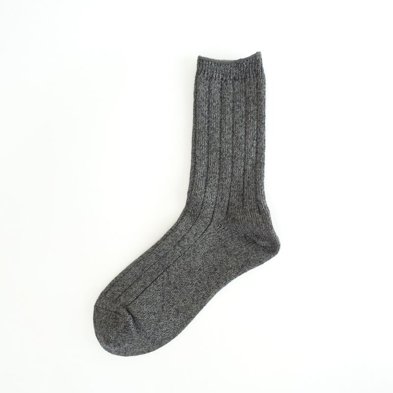 メリノウール × 美濃和紙 ローゲージソックス（チャコール） | WITHANK