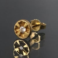 Chrome Hearts 22K Negative CH Plus 1P Diamond Stud Earring #102397