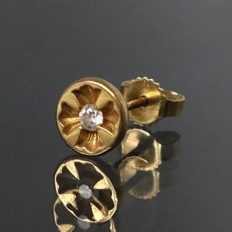 Chrome Hearts 22K Negative CH Plus 1P Diamond Stud Earring #102397