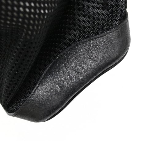 PRADA Sports Mesh Tote Bag Leather Canvas Black #74276