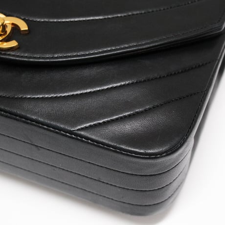 CHANEL Half Moon Flap Bag Quilted Lambskin Black #72911