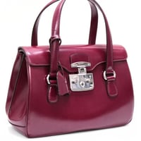 GUCCI Lady Lock Satchel Bag Leather Purple #74865