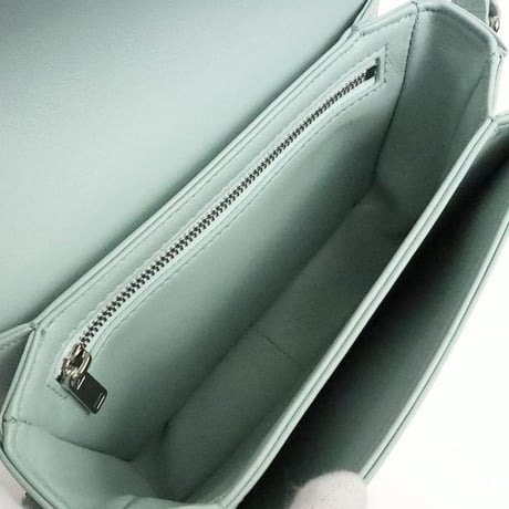 CELINE Teen Triomphe Shoulder Bag Calf Leather Pastel Blue #19289