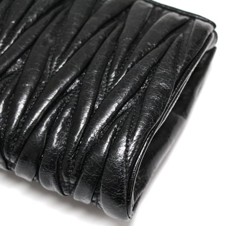 Miu Miu Matelasse Wrislet Clutch Bag Leather Black #74638