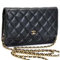 CHANEL Wallet on Chain Bag Quilted Caviar Black #75198