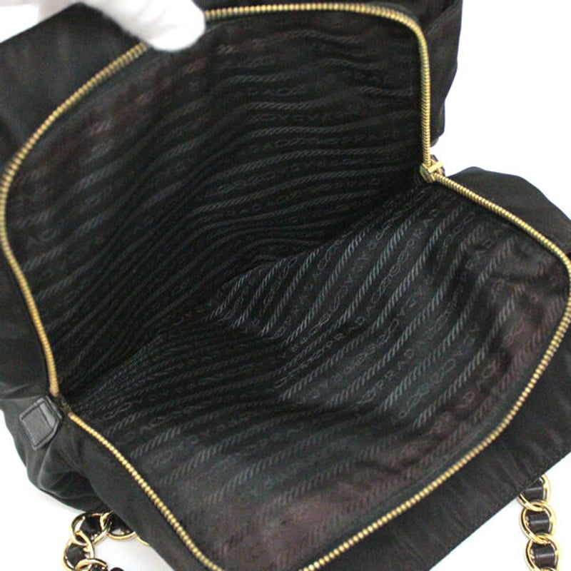 Prada black bag with gold chain cheap