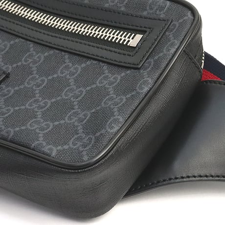 GUCCI Belt Bag GG Supreme Canvas Leather Black #18688