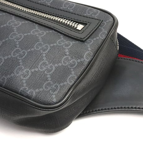 GUCCI Belt Bag GG Supreme Canvas Leather Black #18689